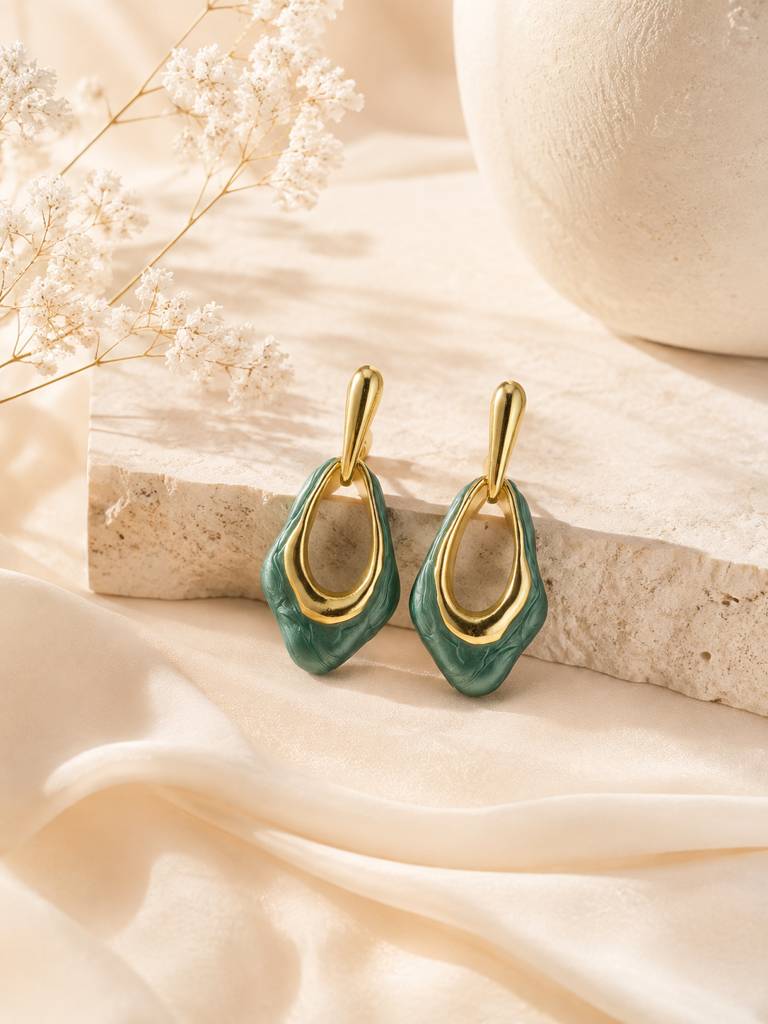 Ocean Wave Drop Earrings : AN-LJ-SG-0056-DE