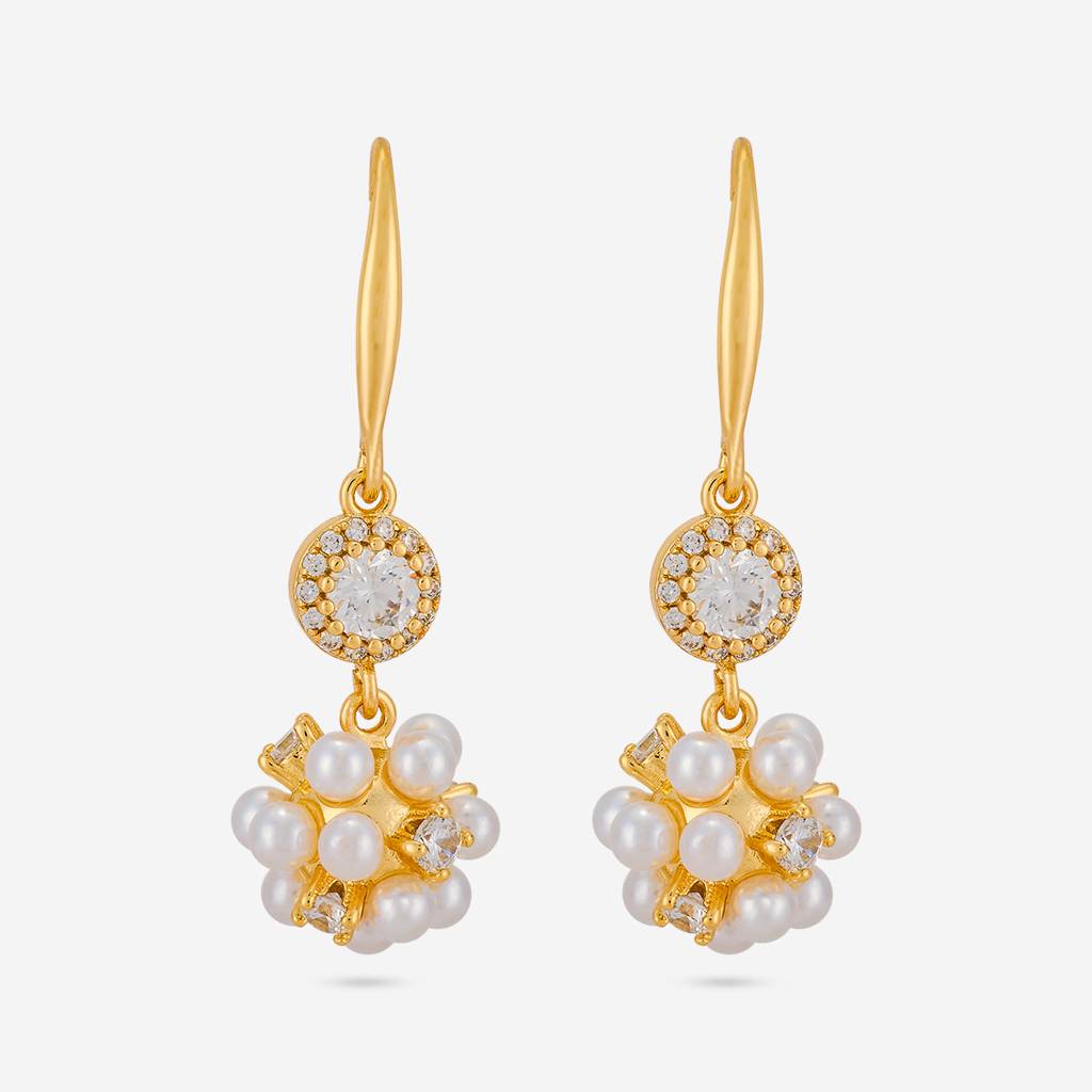 Pearl Gold - Plated Casual Wear Trendy Zircon Earring - 464624 : 464624