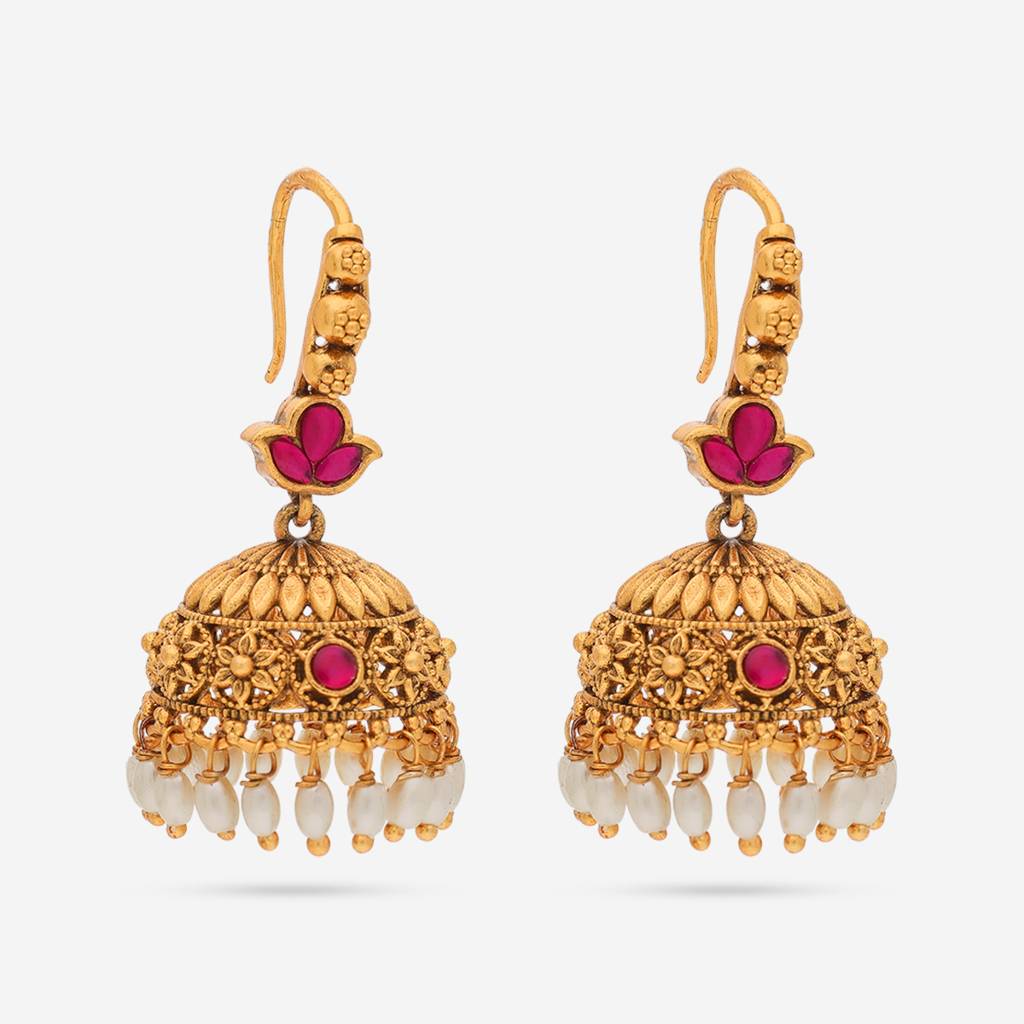 Ruby Gold - Plated Festive Antique Earring - 449605 : 449605