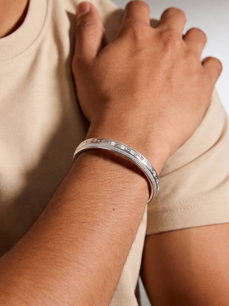 Touch925 Pure 925 Silver Modern Greek Pattern Kada : BUGB222