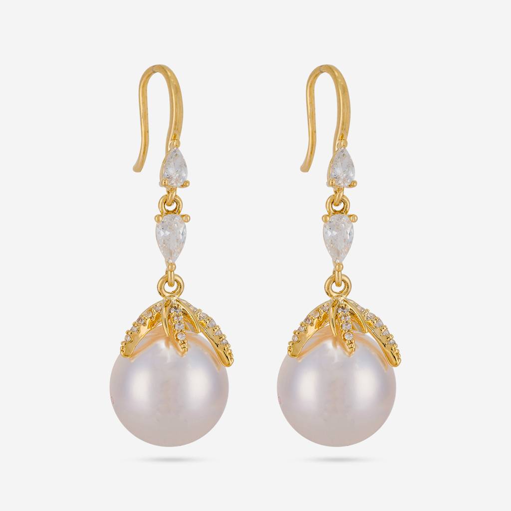 Pearl Gold - Plated Casual Wear Trendy Zircon Earring - 464617 : 464617