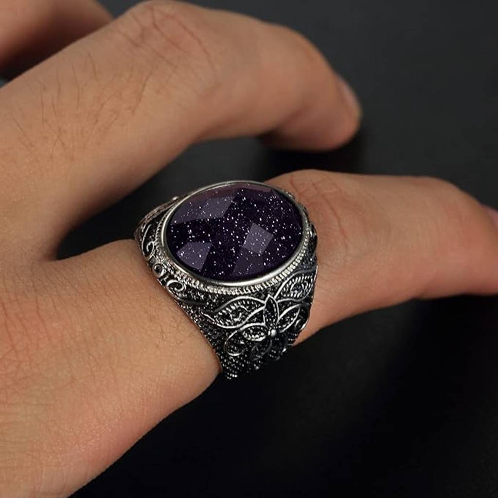 Peora Silver Plated Stone Studded Finger Ring Fashion Fancy Jewellery Gift For Men & Boys (Us-9) : PX9R79-9