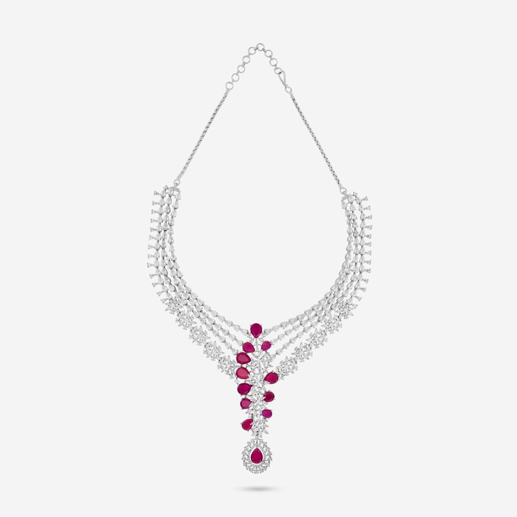 Party Wear Zircon Necklace - 462946 : 462945