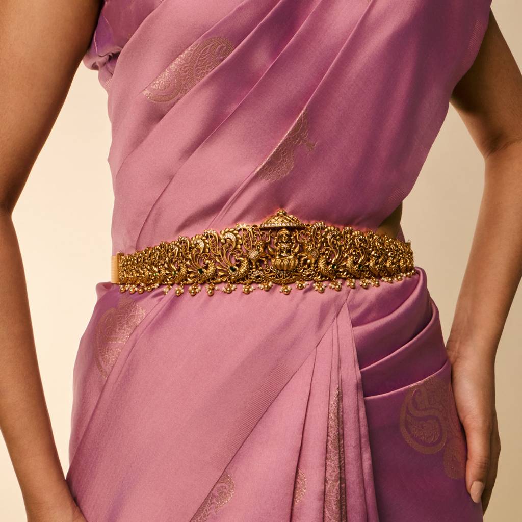 Ruby-Green Gold Plated - Bridal Antique Belt - 453916 : 453916