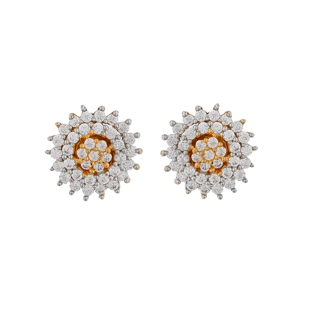 Sparkling Elegance Round Layered Cz Studded Earrings : 8905124499230