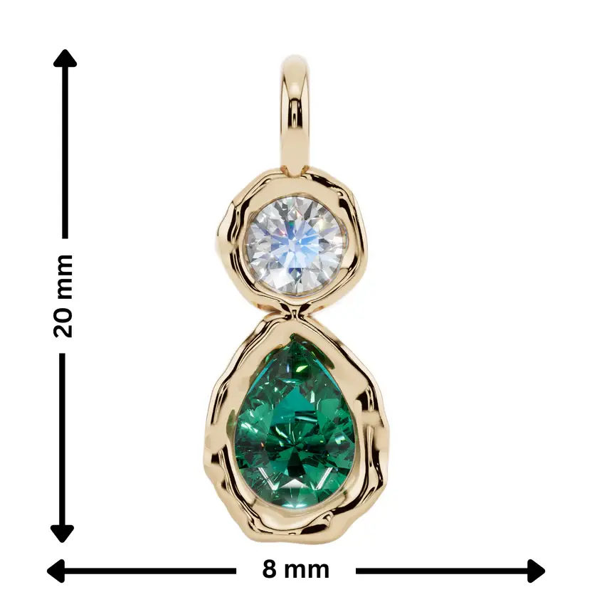 Emerald Dewdrop Semi Silver Pendant Necklace : VFL01-G-SM