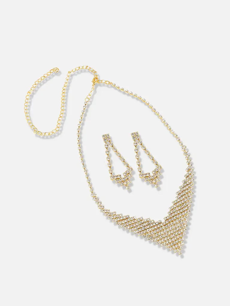 Loyalty-Silver Plated Designer Party Necklace And Earring Set For Women : SOHNCK3477