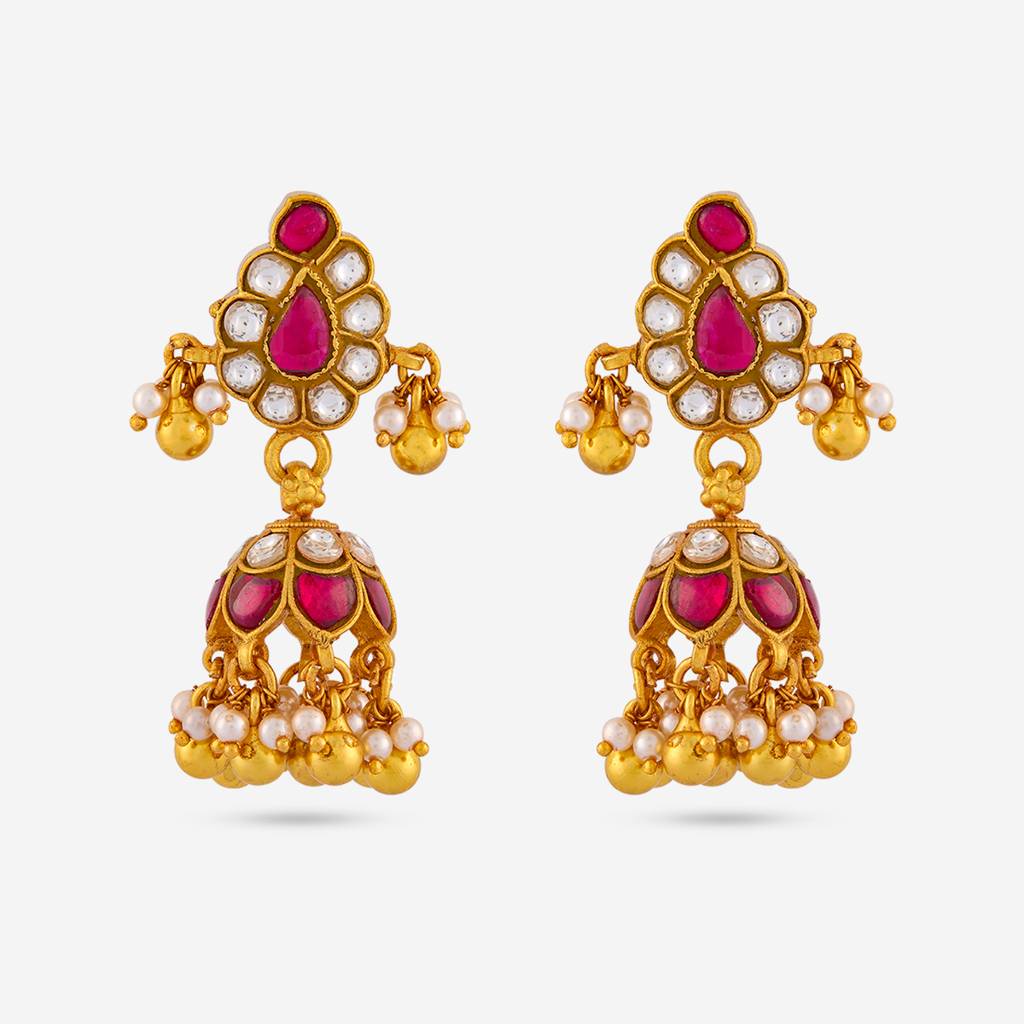 Ruby Gold - Plated Festive Temple Earring - 467829 : 467829