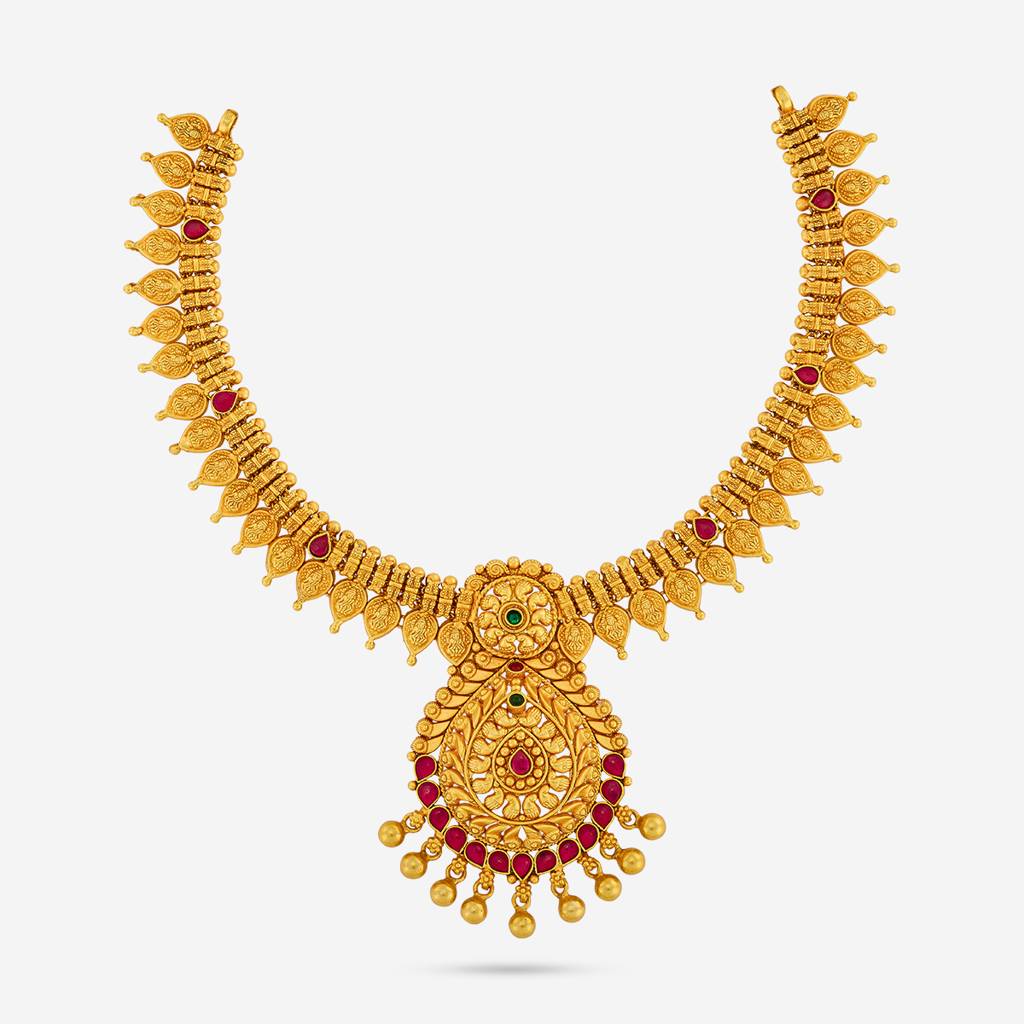 Ruby-Green Gold - Plated Bridesmaid Temple Necklace - 412310 : 412310