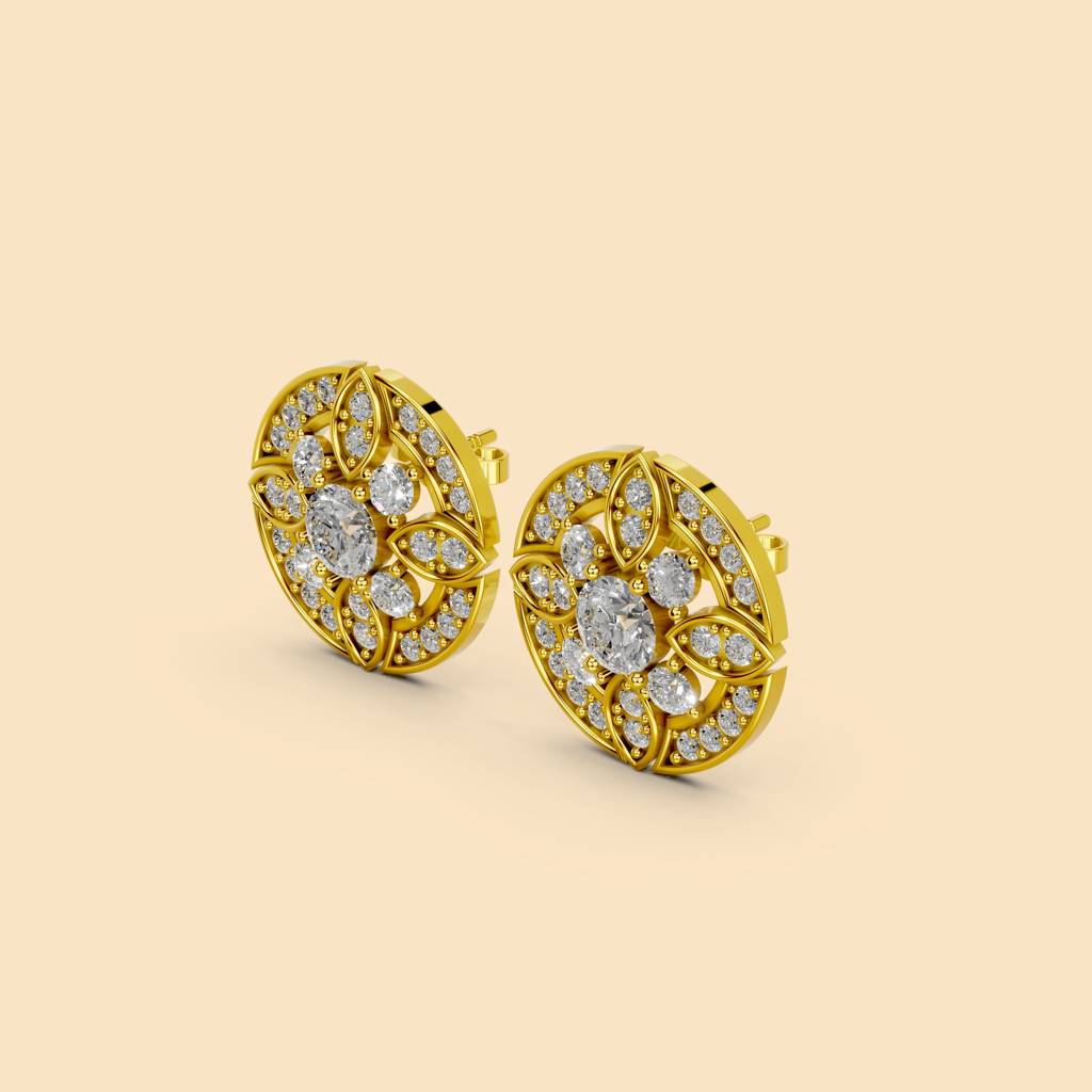 22K Gold Vermeil |Sundew Earrings | Pure Silver With The Thickest Gold Layer : TSER-SUN-22K-70066