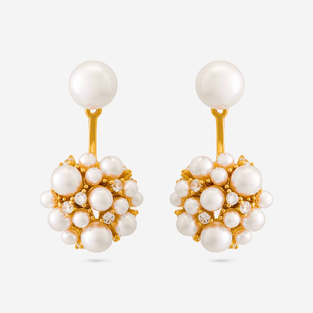 Pearl Gold - Plated Casual Wear Trendy Zircon Earring - 464709 : 464709