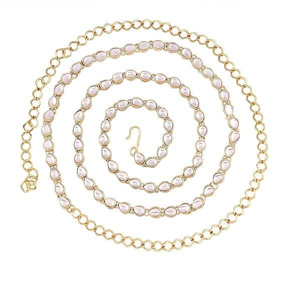Gold Plated Kundan Waist Belt Kamarband Belly Chain For Women Traditional Jewellery : PF37BCH019W