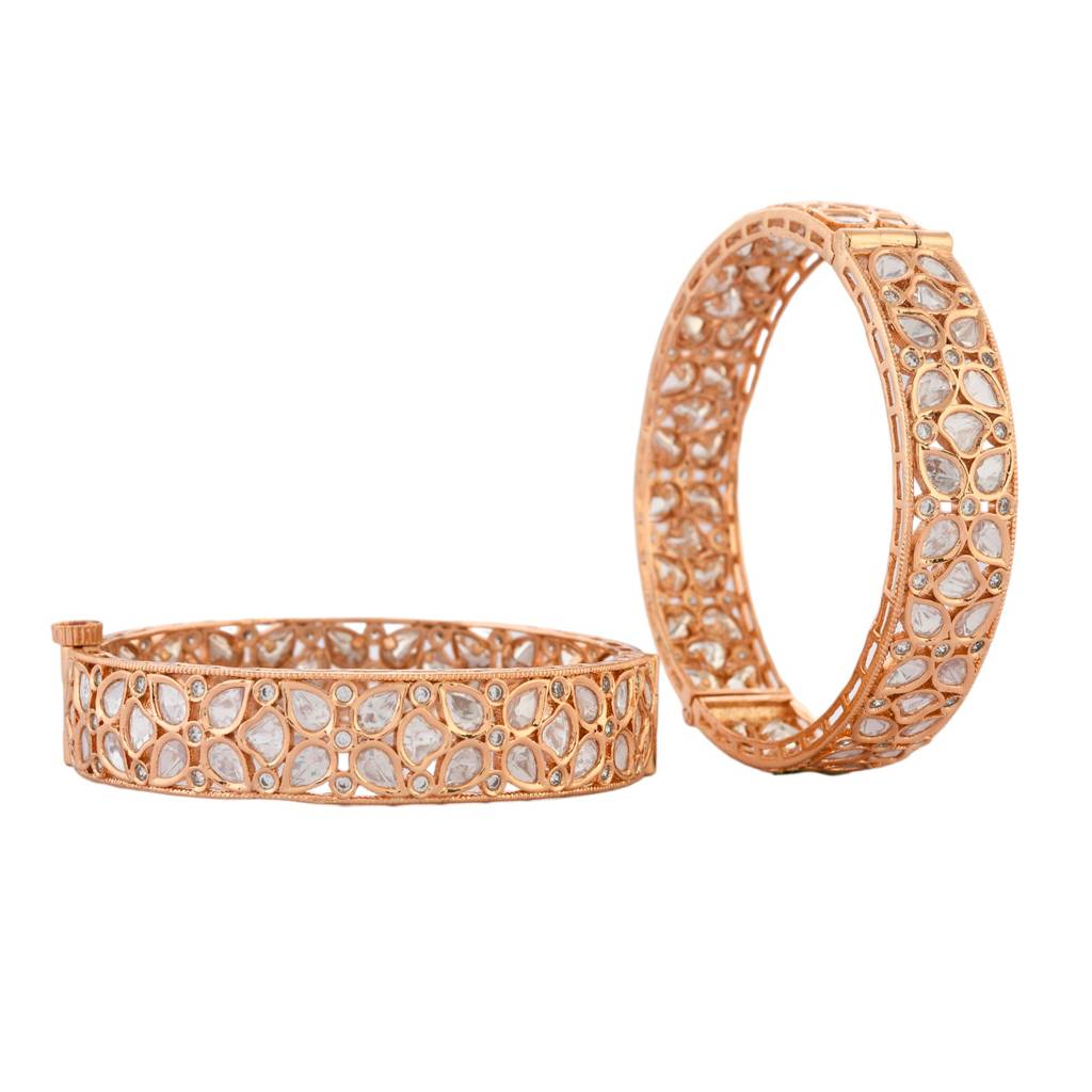 Sparkling Elegance Dazzling Kundan American Diamond Bangles : 8905124527476