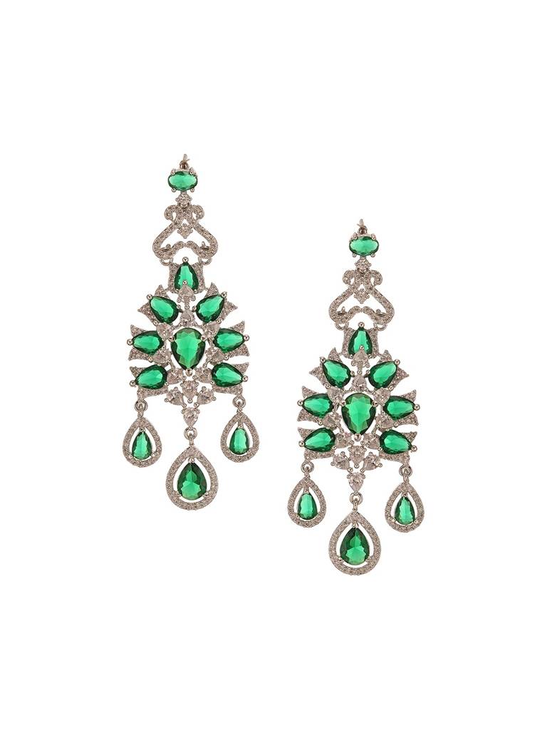 Silver Toned Chandelier Teardrop Statement Cocktail Earrings : SJER2989