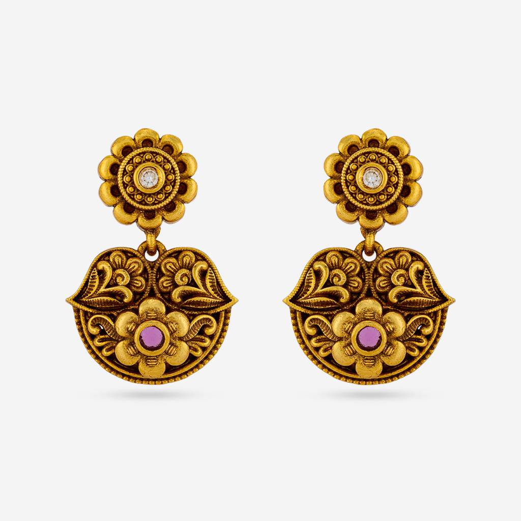 Ruby Gold - Plated Festive Antique Earring - 470013 : 470013
