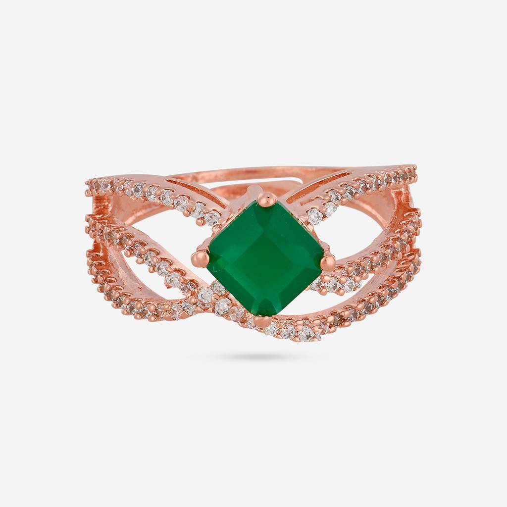 Rose Gold - Plated Party Wear Zircon Finger Ring - 463029 : 463029