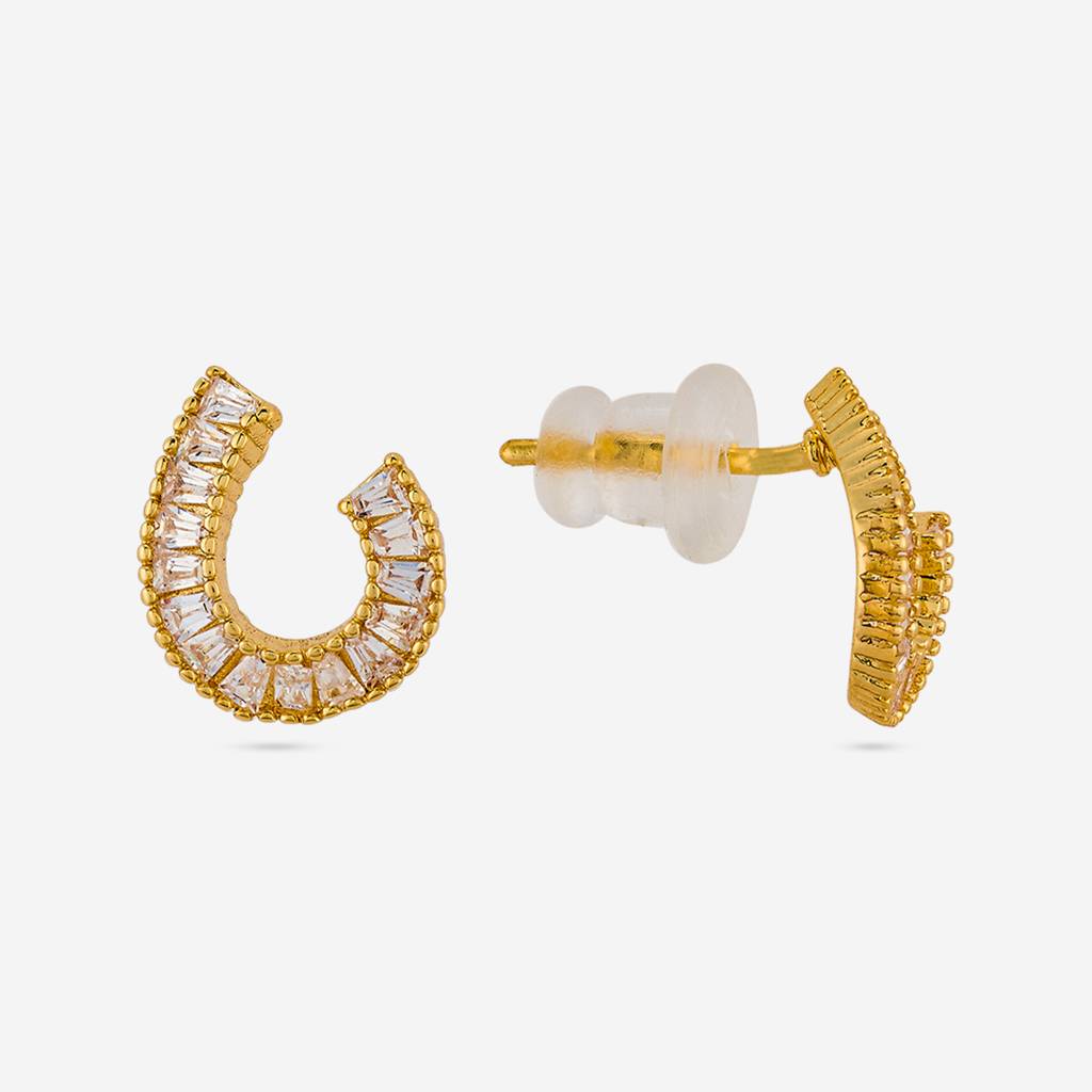White - Plated Casual Wear Trendy Zircon Earring - 466988 : 466988