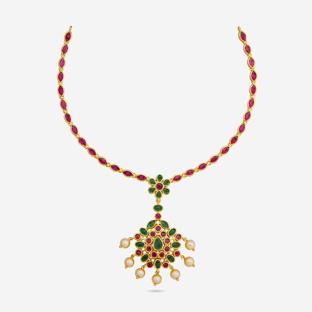 Ruby-Green Gold - Plated Bridesmaid Temple Necklace - 452880 : 452880