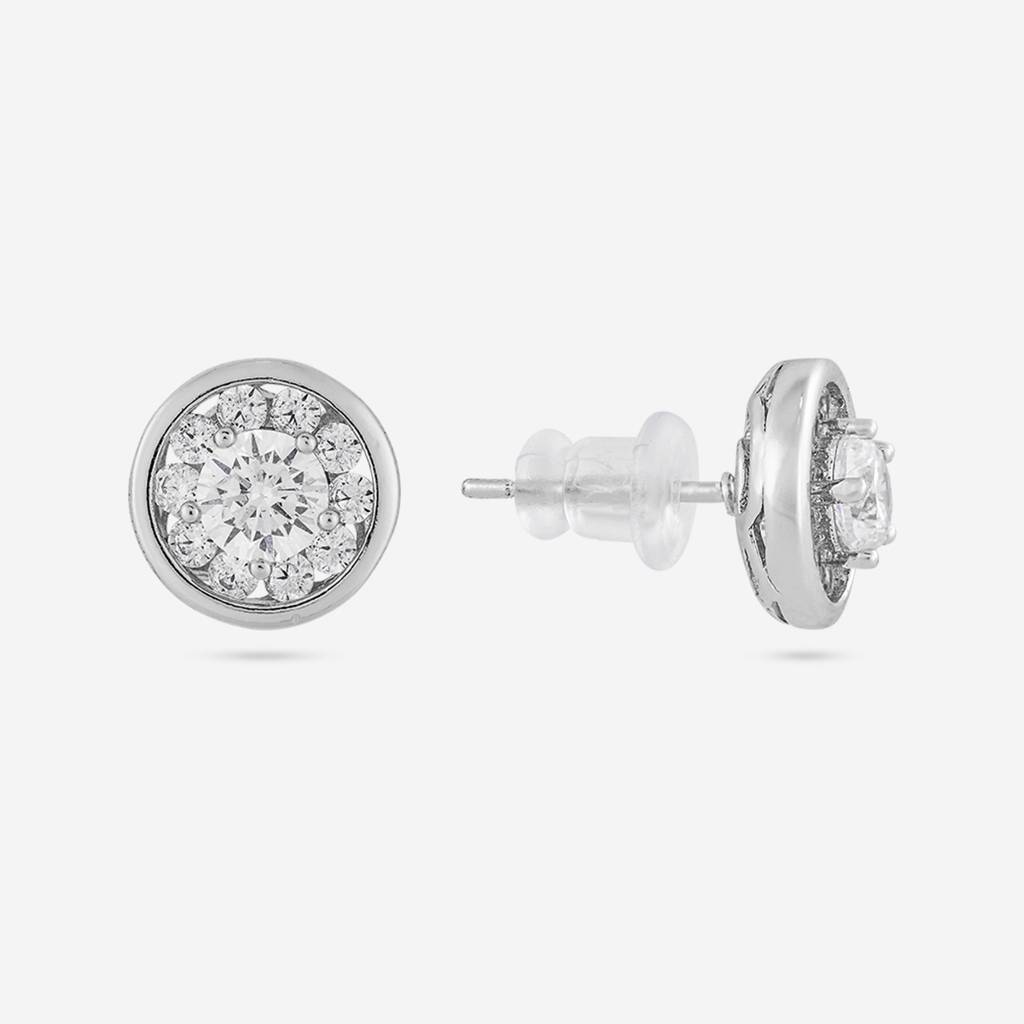 White - Plated Casual Wear Trendy Zircon Earring - 467182 : 467182