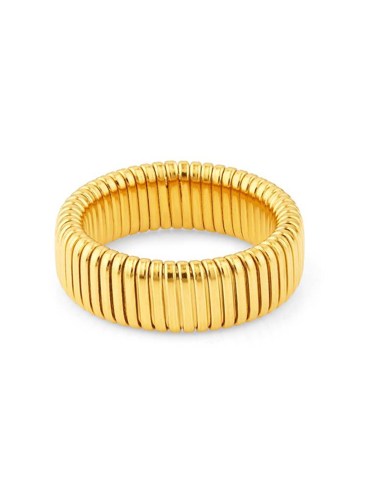 18K Gold Plated Twist Band Ring Stainless Steel Waterproof & Anti-Tarnish : R13ASSS6G