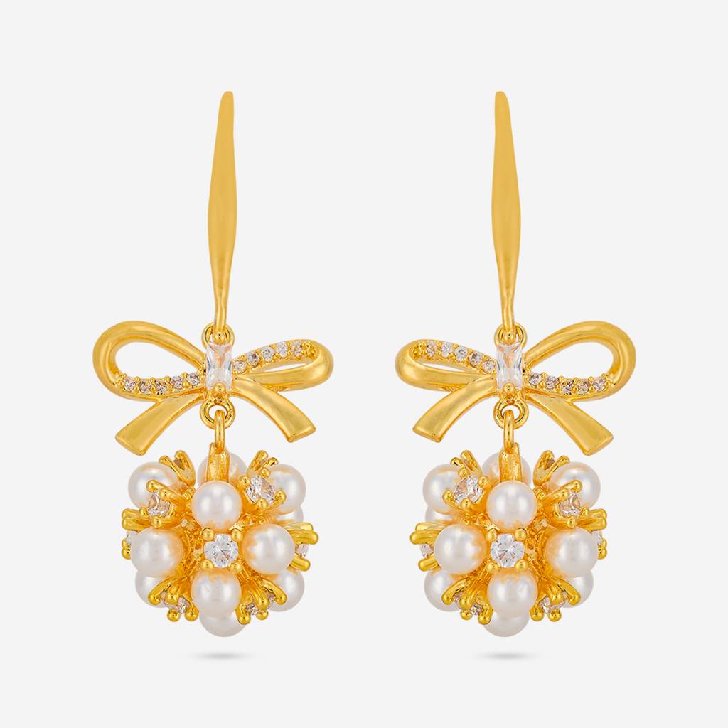 Pearl Gold - Plated Casual Wear Trendy Zircon Earring - 464504 : 464504
