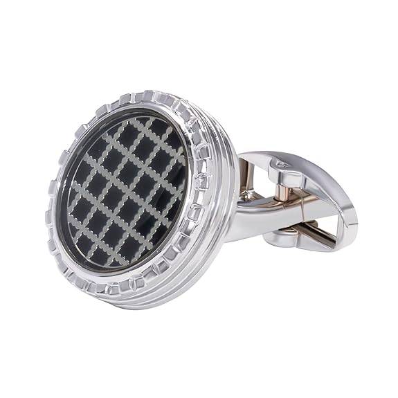 Black Lattice Pattern Classic Cufflinks For Men Silver Plated Stainless Steel Business Formal Design Jewellery A : PX9CL176SBL