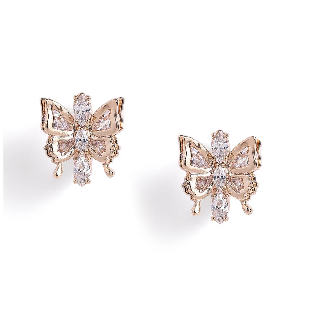 Butterfly Design Hoop Earrings For Women | Crystal Studded Fashion Jewellery : CAD-091-IG-ER