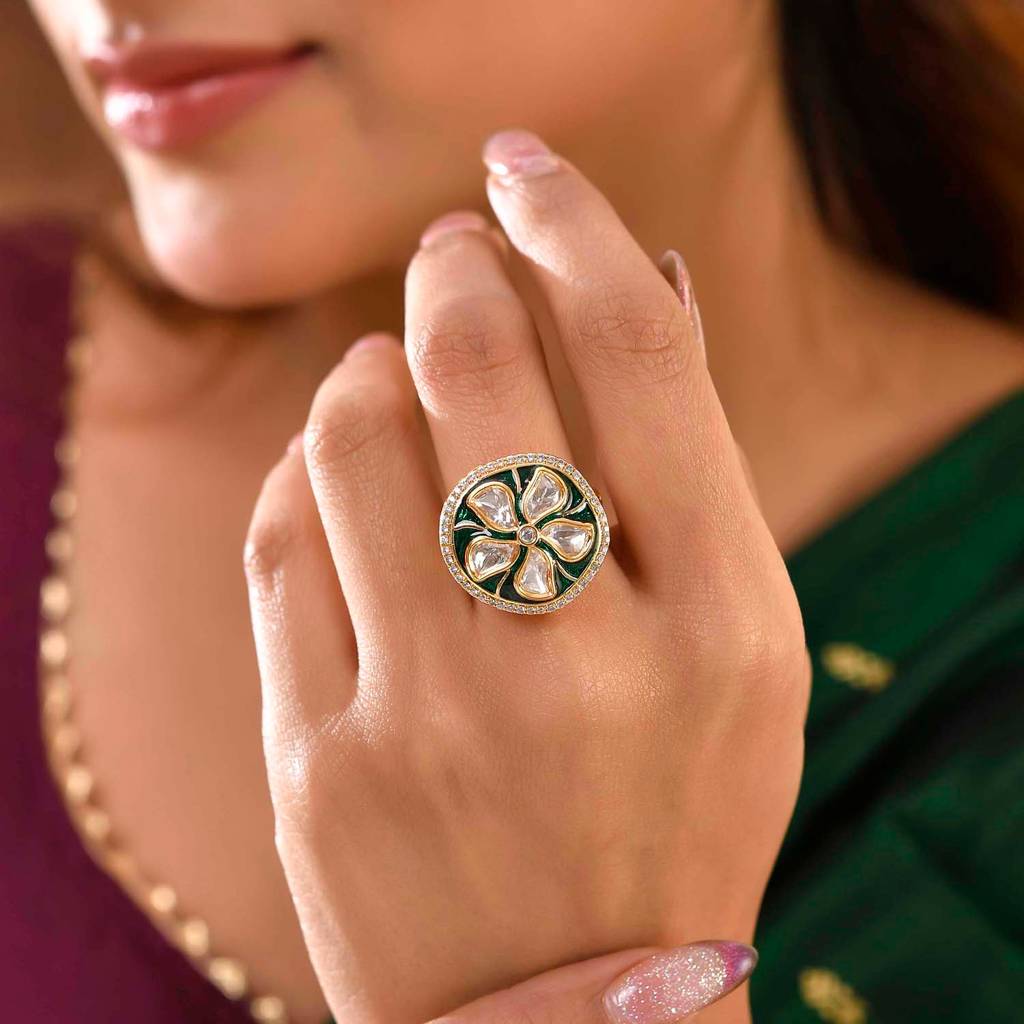 Kundan Elegance Marquess Ring : 8905124540246