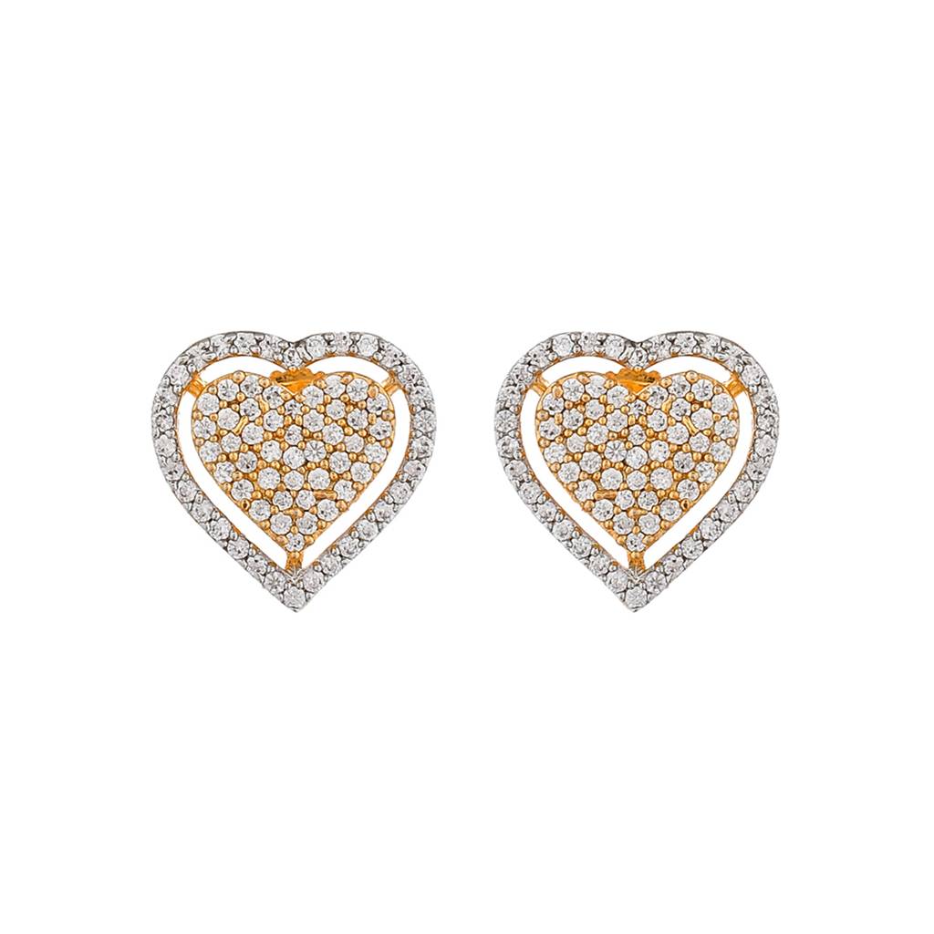 Sparkling Elegance Heart Shaped Cz Studded Earrings : 8905124499100