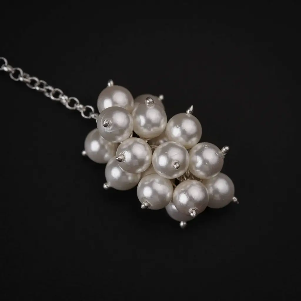 Silver Tie & Wear Necklace With Pearls And Semi Precious Stones : 15327127