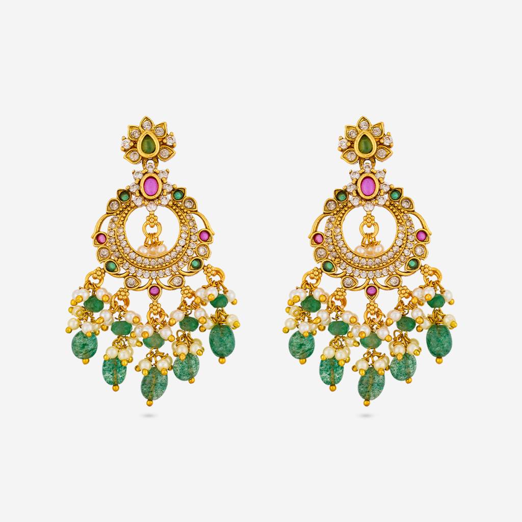 Ruby-Green Gold - Plated Festive Antique Earring - 470166 : 470166