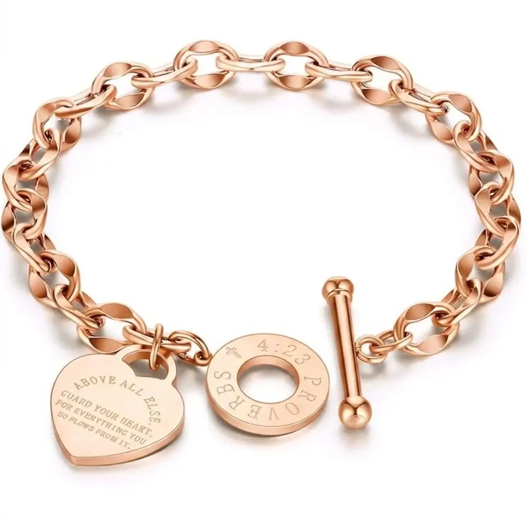 Forever Linked Heart Charm Bracelet : BS14618-RG