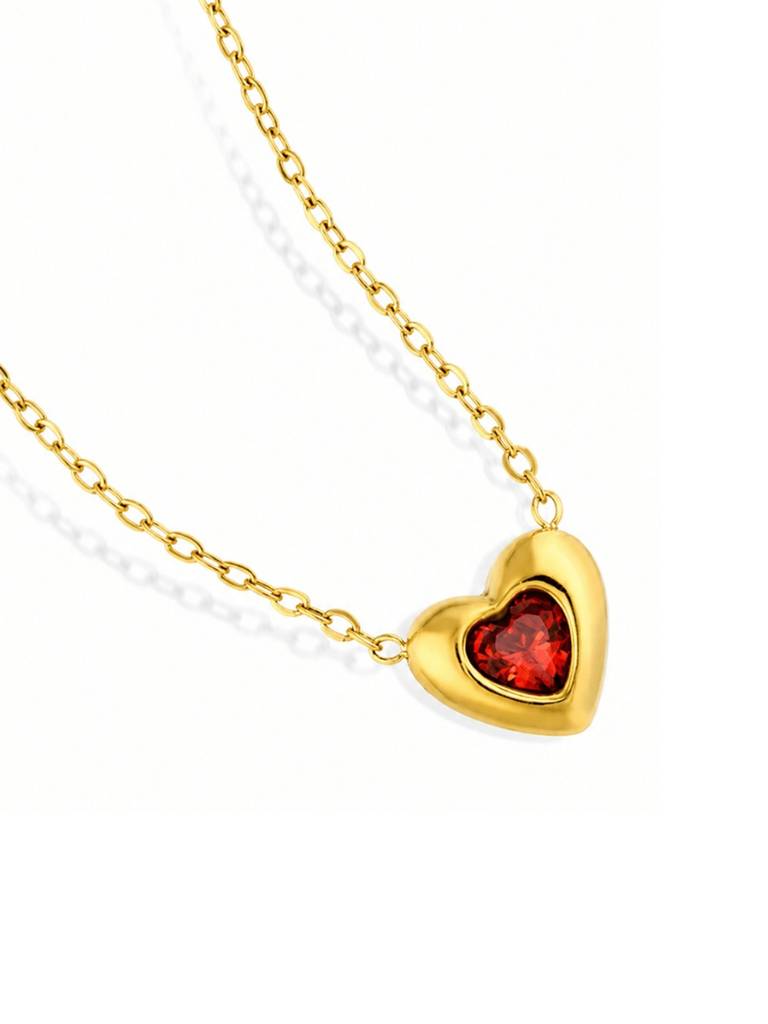 18K Gold Plated Stainless Steel Waterproof & Anti-Tarnish Blush Heart Necklace : N53SJSS0G