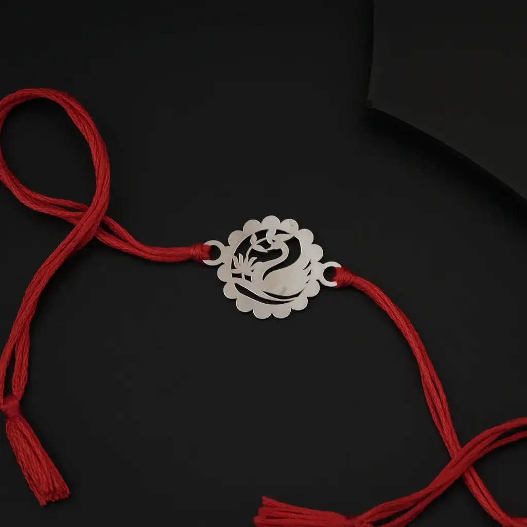 Silver Laser Cut Rakhi : 54370199