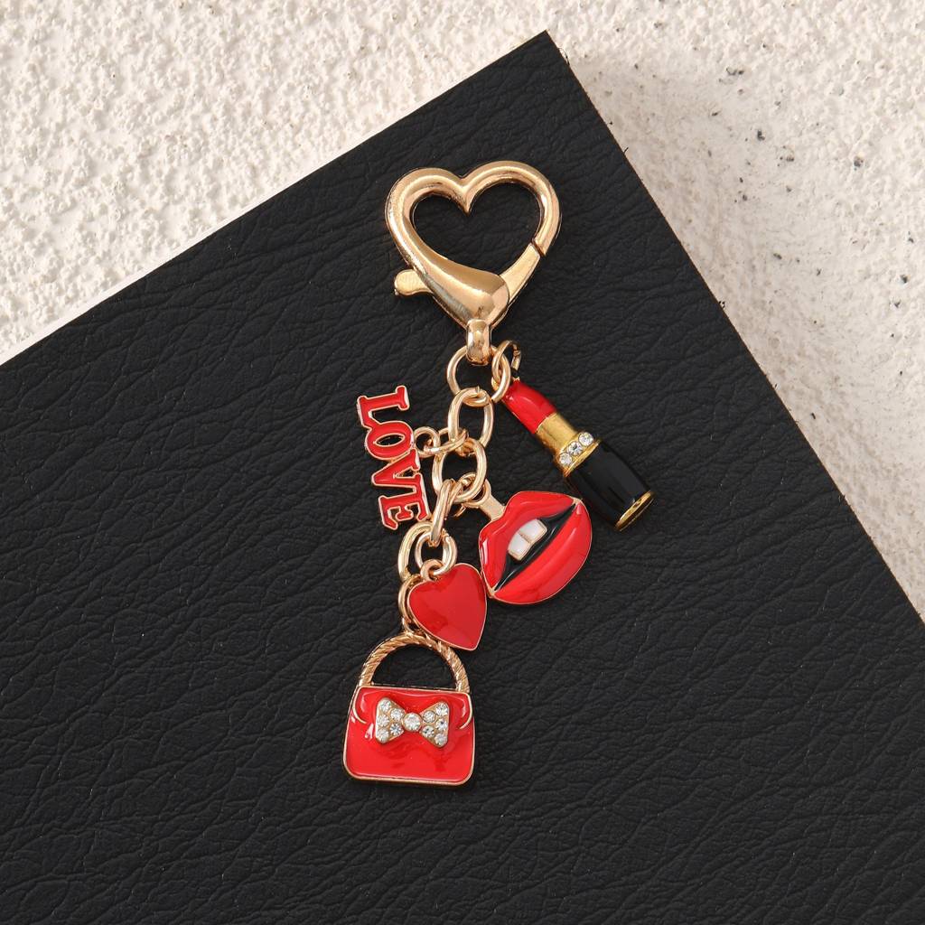 All Things Red Beauty Bag Charm : C-BG-0068-G-RD