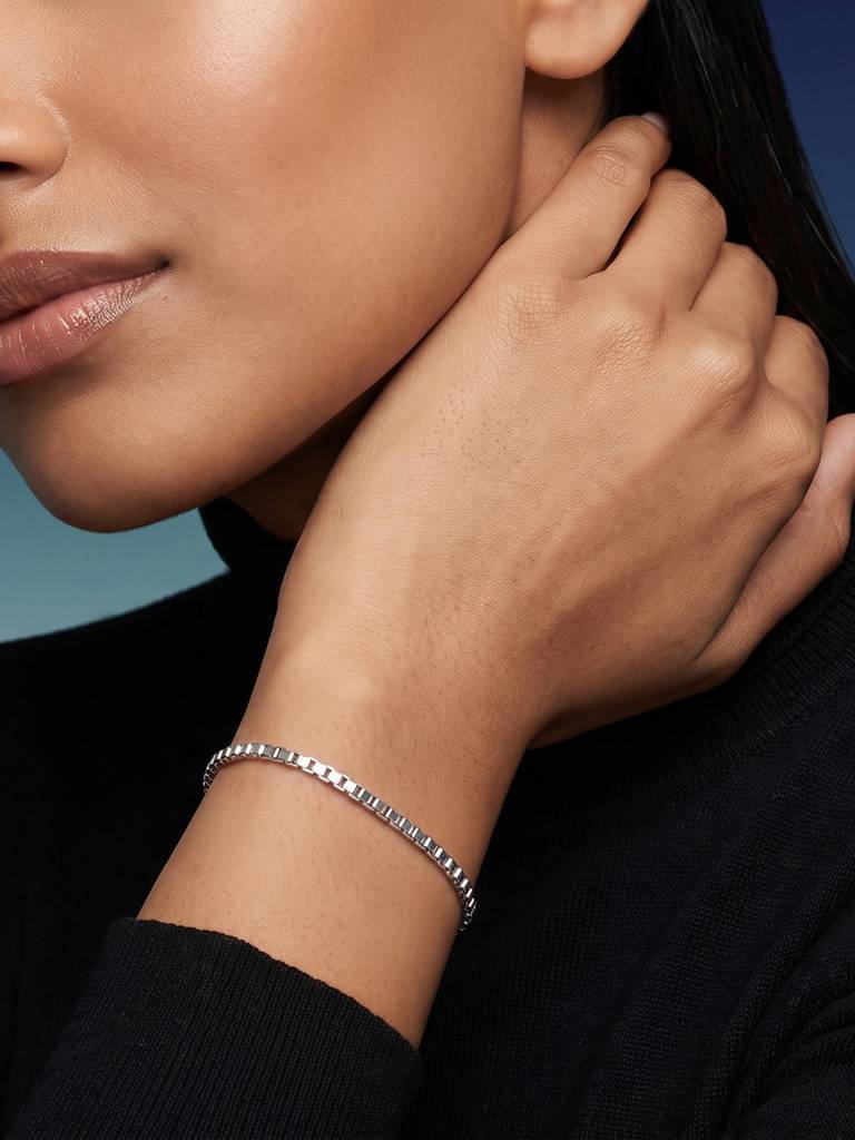 Silver Box Chain Bracelet : ITLB4015