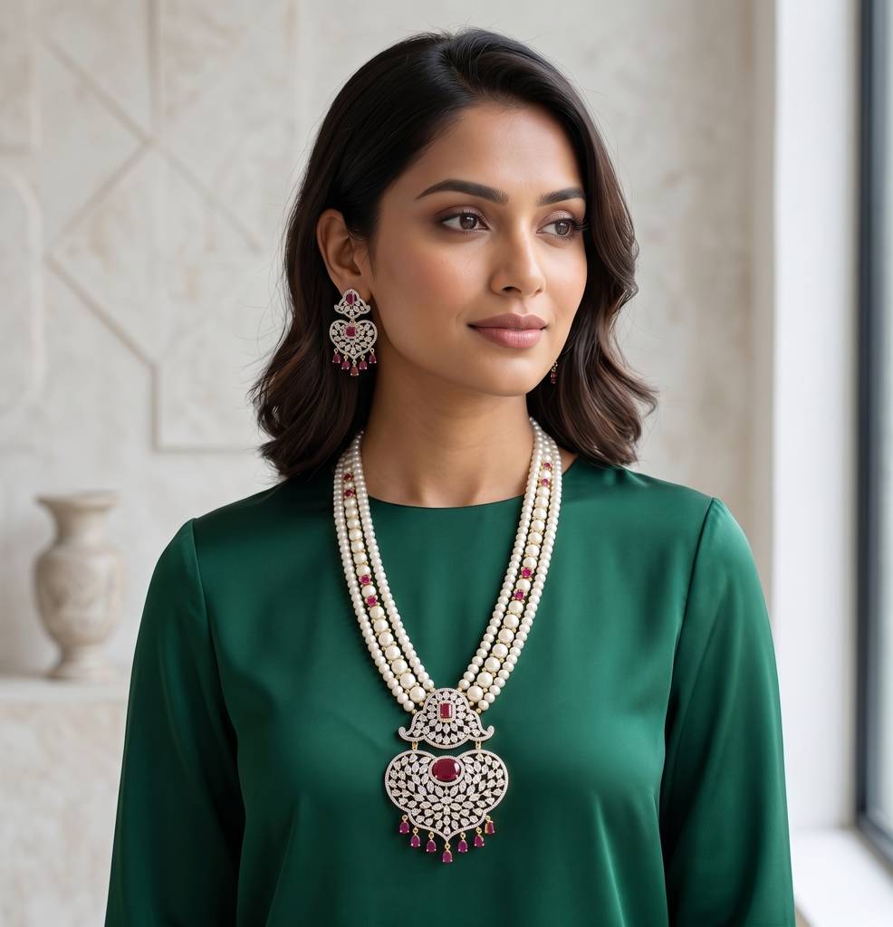 Royal Pearl Strand Set With Diamond Pendant : JPAPR-26-003