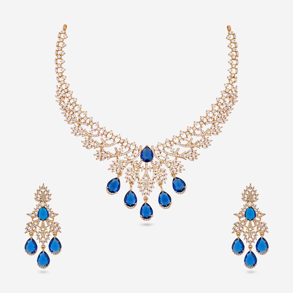 Gold-Rose - Plated Party Wear Zircon Necklace - 469931 : 469931
