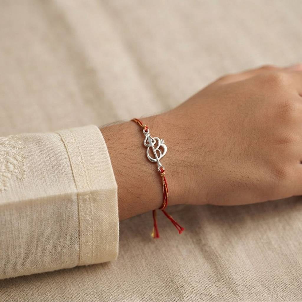 Tri Om 925 Sterling Silver Rakhi For Brother : RB-0028