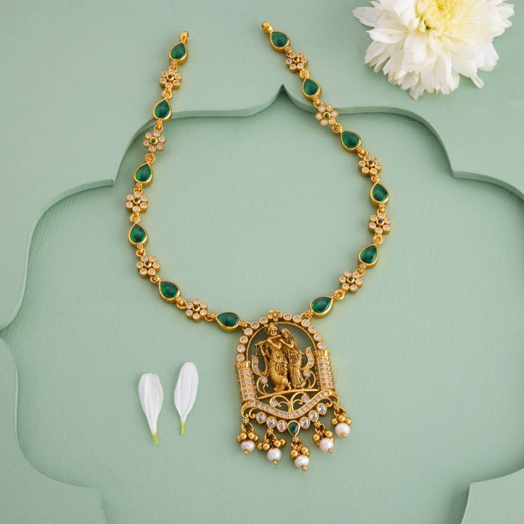 Oxidised Gold Plated - Bridesmaid Temple Necklace - 429734 : 429735