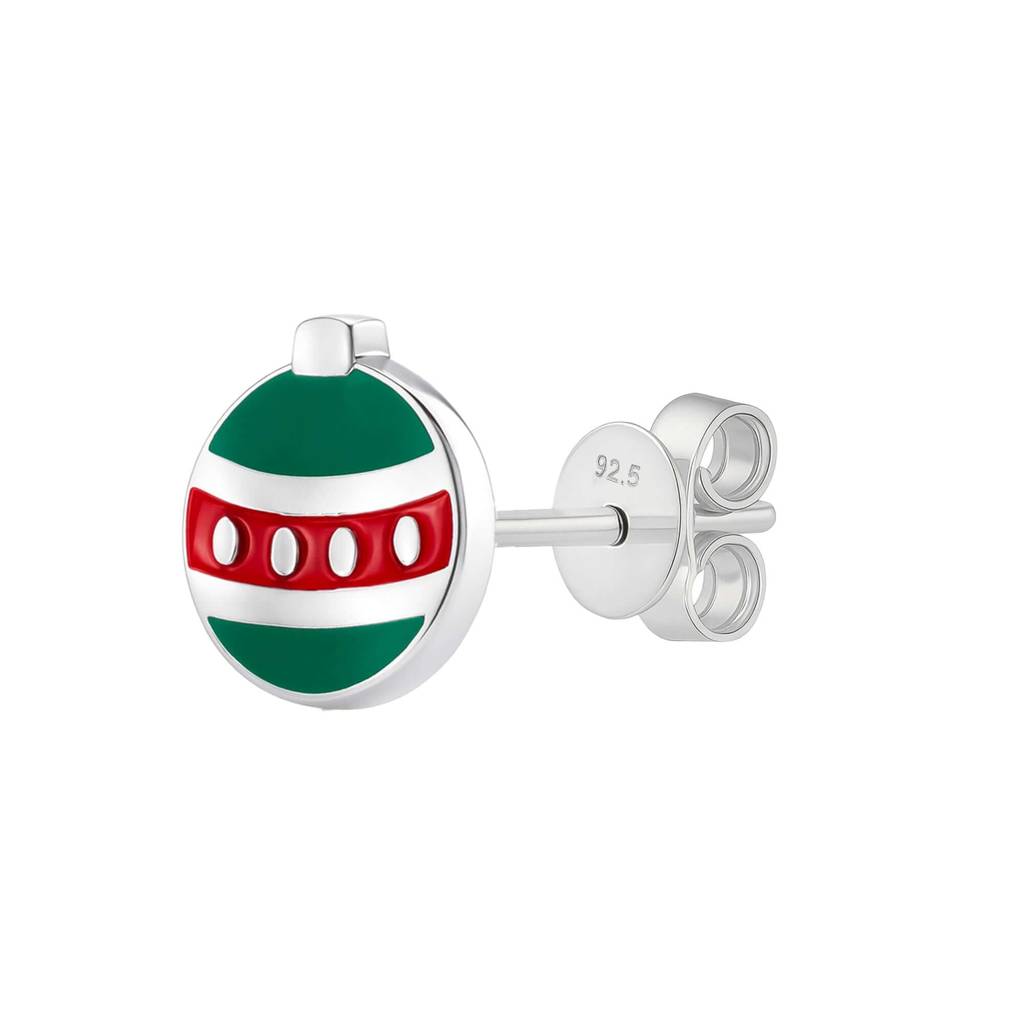 Christmas Ornament Sterling Silver Stud Earrings : NERWW01400324