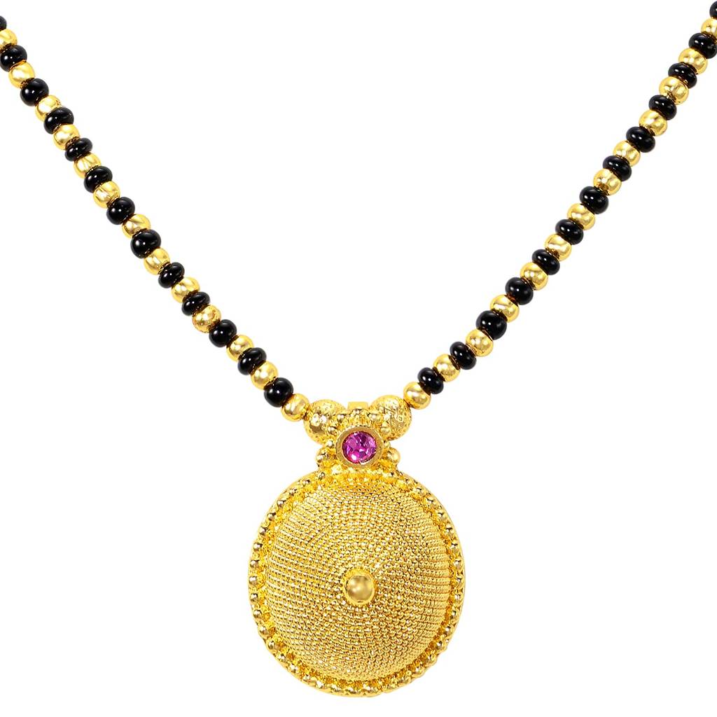 Gold Plated Ethnic Rani Pink Crystal Studded Mangalsutra For Women | Festive & Bridal Jewellery, Anniversary Birt : PF04MS08RP