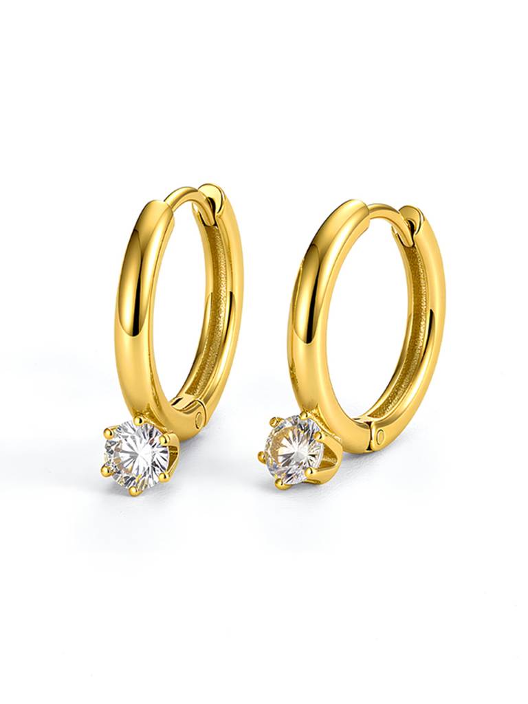 18K Gold Plated Celeste Drop Hoops Stainless Steel Waterproof & Anti-Tarnish : E96ASSS0G