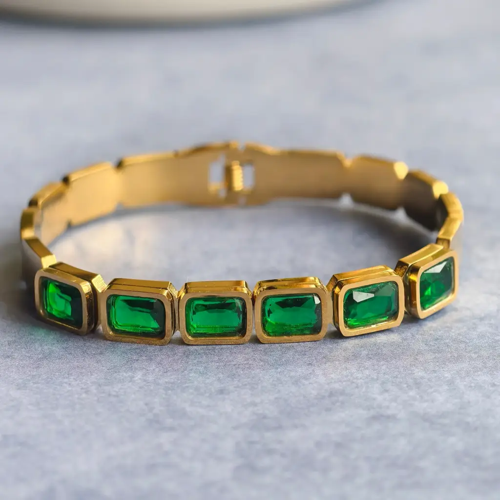 Emerald Retro Geometry Bracelet : PST099