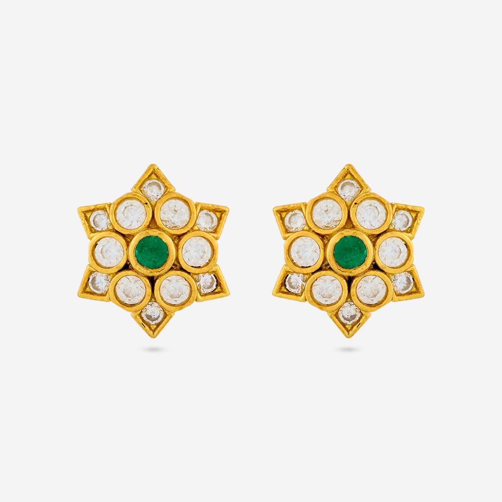 Green Gold - Plated Festive Temple Earring - 462030 : 462030