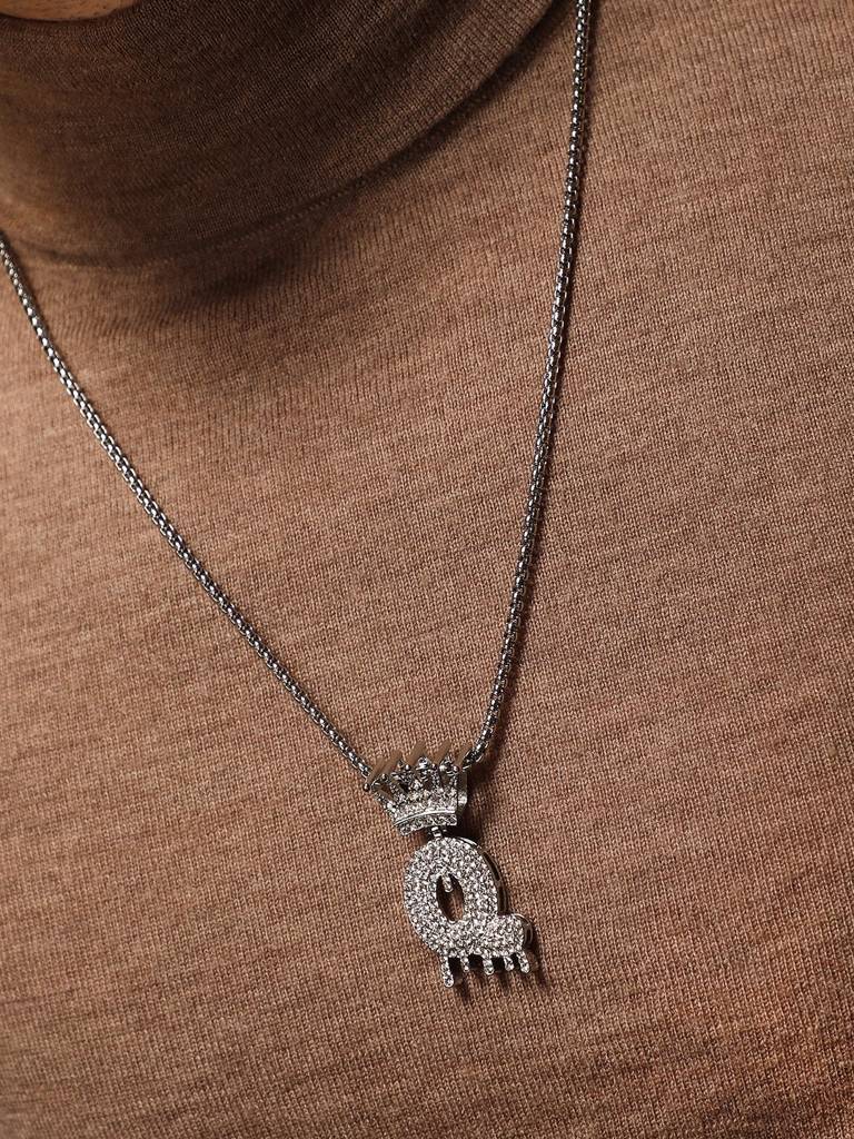 Men'S The Drip Alphabet Pendant Necklace - Metallic Silver : FANC1096-Q