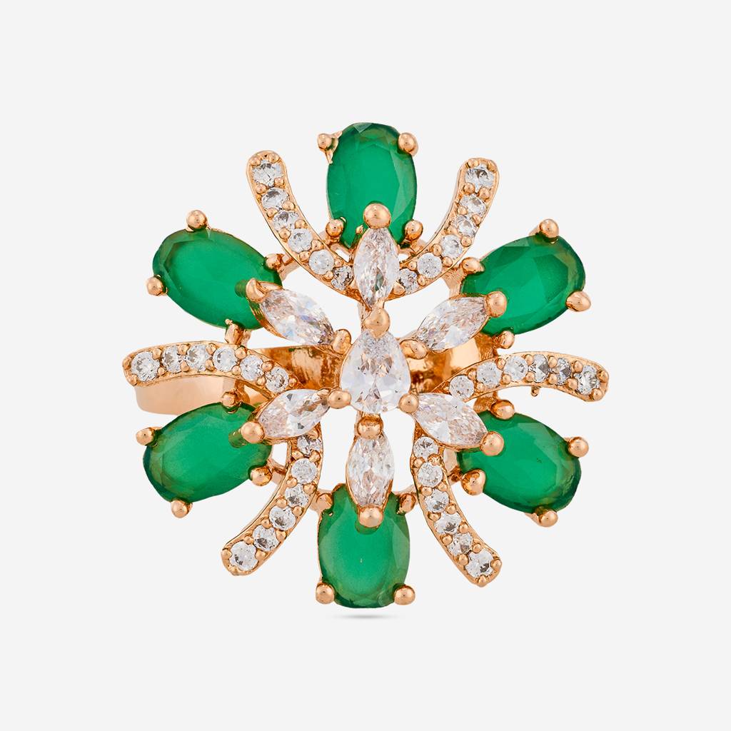Plated Party Wear Zircon Finger Ring - 469721 : 469722