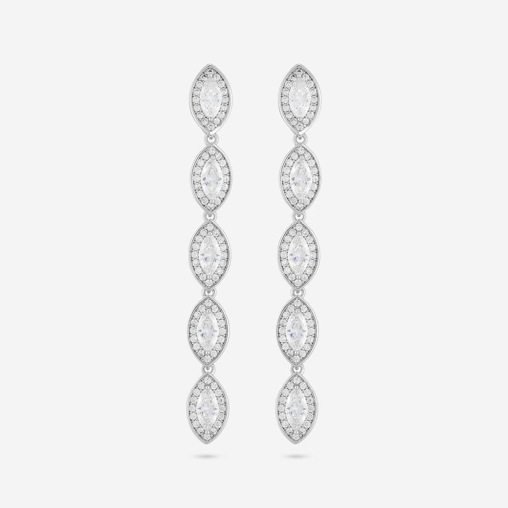 White - Plated Casual Wear Trendy Zircon Earring - 466911 : 466912
