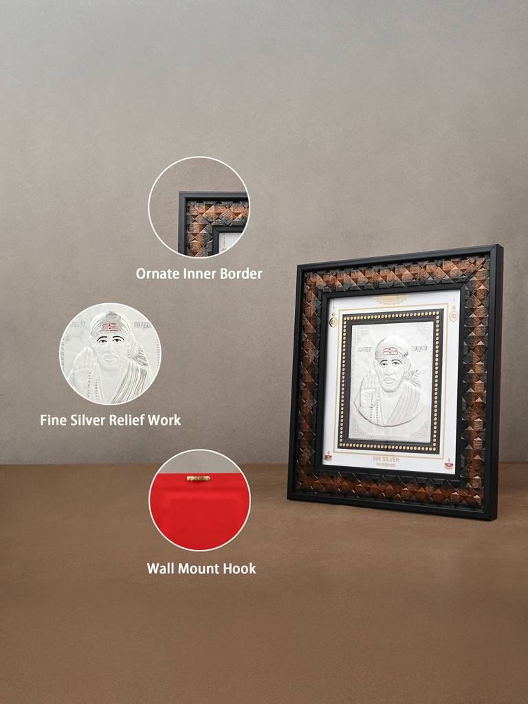 Pure 999 Silver Sai Baba Wall Frame : CZGFT349