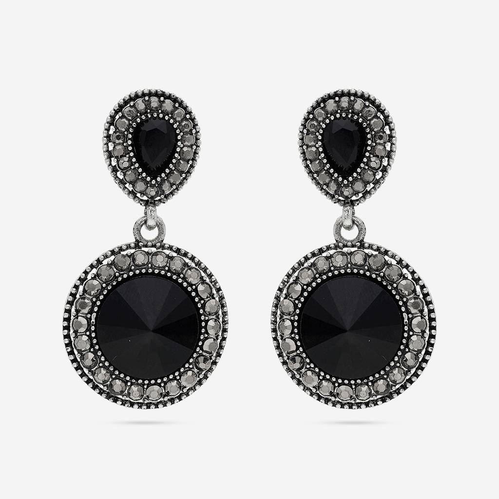 Black Oxidised - Plated Casual Wear Trendy Earring - 450863 : 450863